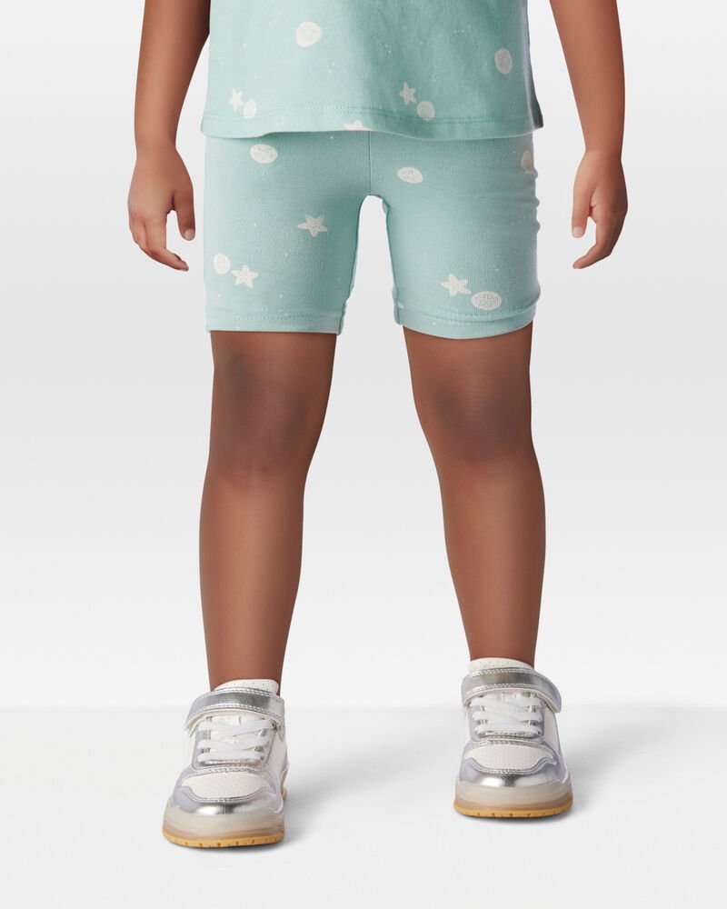 Toddler Girl Sea Print Bike Shorts - Image 3